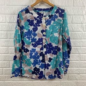 Boden Big Button Floral Tunic Blue 10